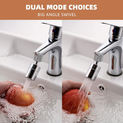 Dual-Function Female Faucet Aerator, 1.8 GPM Extra Big Angle Rotate Kitchen Sink Aerator Sprayer Head 360 Degree Swivel Kitchen Sink Sprayer Attachment-55/64 Inch-27UNS Female Thread-Chrome