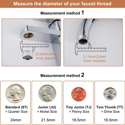 Dual-Function Female Faucet Aerator, 1.8 GPM Extra Big Angle Rotate Kitchen Sink Aerator Sprayer Head 360 Degree Swivel Kitchen Sink Sprayer Attachment-55/64 Inch-27UNS Female Thread-Chrome