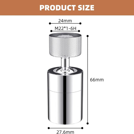 Dual-Function Female Faucet Aerator, 1.8 GPM Extra Big Angle Rotate Kitchen Sink Aerator Sprayer Head 360 Degree Swivel Kitchen Sink Sprayer Attachment-55/64 Inch-27UNS Female Thread-Chrome