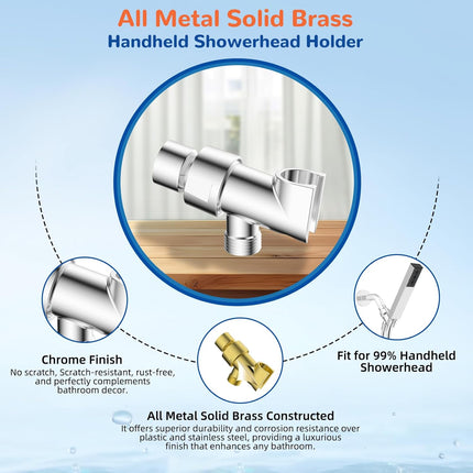Upgraded All Metal 4 Spray Handheld Showerhead Set, High Pressure Stainless Steel Shower Head with 360° Swivel Solid Brass Holder & Bracket, 71" Stainless Steel Hose, Chrome