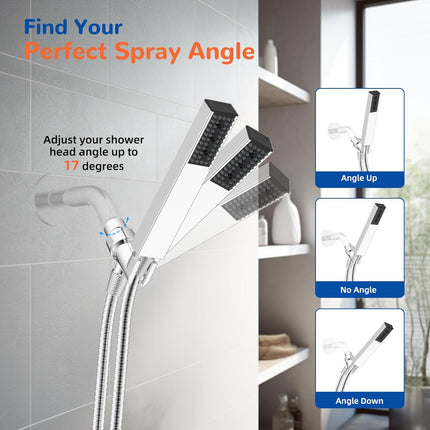 Upgraded All Metal 4 Spray Handheld Showerhead Set, High Pressure Stainless Steel Shower Head with 360° Swivel Solid Brass Holder & Bracket, 71" Stainless Steel Hose, Chrome