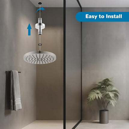 All Metal Ceiling Mounted Shower Arm, 4 Inch Shower Head Extension with Flange, Stainless Steel Straight Shower Arm For High Pressure Rain Shower Head, Shower Head Extender, Chrome