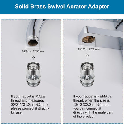 Faucet Adapter Kit, Swivel Aerator Adapter to Connect Garden Hose - Multi-Thread Kitchen Sink Faucet to Garden Hose Adapter 3/4 Inch - Chrome Finished