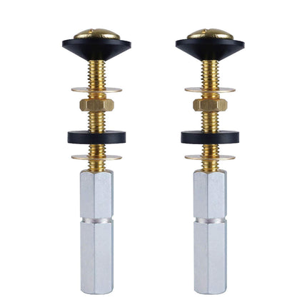 2 Pack Toilet Tank to Bowl Bolt Kits, Heavy Duty Bolts Toilet Bolts for Tank Solid Brass with Extra Long Nuts Easy to Install and Double Gaskets for Fastening