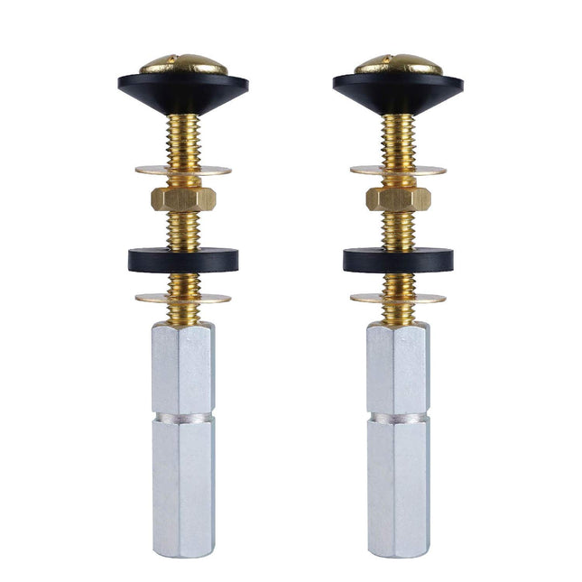 2 Pack Toilet Tank to Bowl Bolt Kits, Heavy Duty Bolts Toilet Bolts for Tank Solid Brass with Extra Long Nuts Easy to Install and Double Gaskets for Fastening