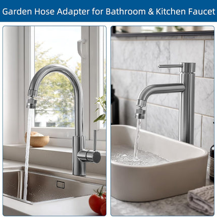 Garden Hose Adapter Kit - Sink Swivel Faucet Aerator to Connect Hose, Multi-Thread With Cache Aerator Key for Male and Female Connections, Chrome Finish