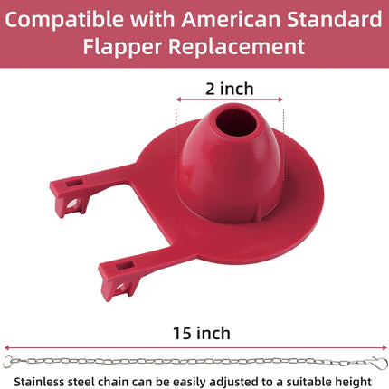 2-inch Universal Toilet Tank Flapper, Long Lasting All Rubber Seal Flapper Replacement Compatible with American Standard Water Conserving, High Performance, Easy to Install, Red
