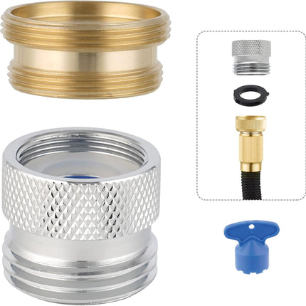 Faucet to Garden Hose Adapter Kit, Female to Male Sink Brass Garden Hose Attachment with Washer & Aerator Key, Chrome