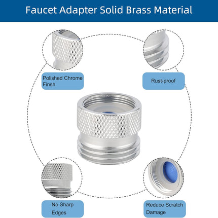 Faucet to Garden Hose Adapter Kit, Female to Male Sink Brass Garden Hose Attachment with Washer & Aerator Key, Chrome