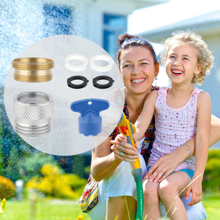 Faucet to Garden Hose Adapter Kit, Female to Male Sink Brass Garden Hose Attachment with Washer & Aerator Key, Chrome
