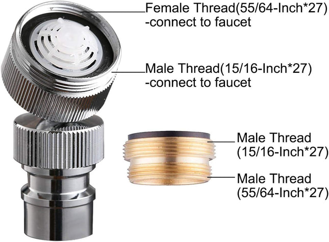 Dishwasher Faucet Adapter Dishwasher Snap Adapter 56/64-27 Threaded with Small Diameter Nipple Chrome – product detail