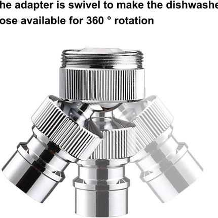 Dishwasher Faucet Adapter, Dishwasher Snap Adapter, 56/64-27 Threaded with Small Diameter Nipple, Chrome Plated, Brass