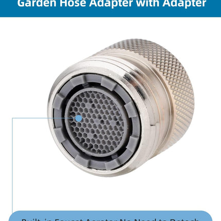Faucet to Garden Hose Adapter Kit, Female to Male Sink Brass Garden Hose Attachment with Washer & Aerator Key, Brushed Nickel