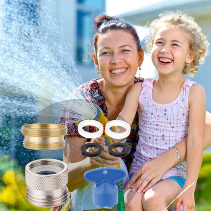 Faucet to Garden Hose Adapter Kit, Female to Male Sink Brass Garden Hose Attachment with Washer & Aerator Key, Brushed Nickel