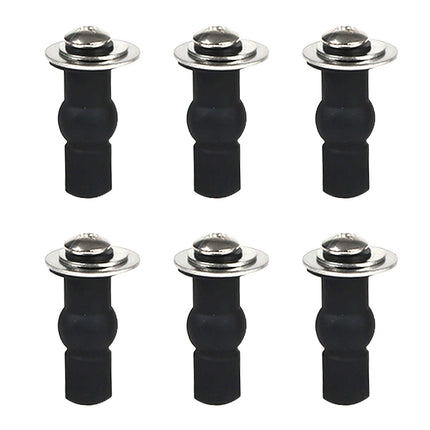 6 Pack Universal Toilet Seat Hinges Screw, Toilet Seat Hinges Blind Hole fixings Expanding Rubber Top Fix Nuts Screws for Top Mounting Toilet Seat Hinges-3 Pairs (with One Expandable Ball)