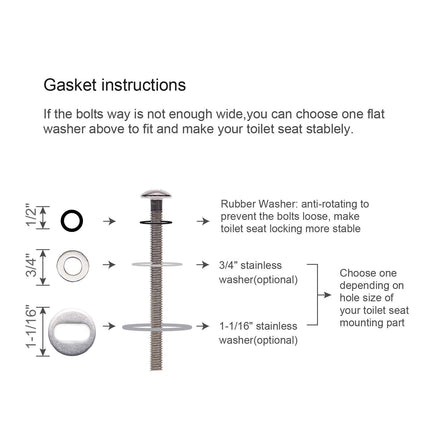 6 Pack Universal Toilet Seat Hinges Screw, Toilet Seat Hinges Blind Hole fixings Expanding Rubber Top Fix Nuts Screws for Top Mounting Toilet Seat Hinges-3 Pairs (with One Expandable Ball)