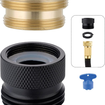 Faucet to Garden Hose Adapter Kit, Female to Male Sink Brass Garden Hose Attachment with Washer & Aerator Key, Matte Black