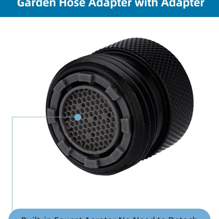 Faucet to Garden Hose Adapter Kit, Female to Male Sink Brass Garden Hose Attachment with Washer & Aerator Key, Matte Black