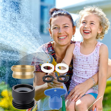 Faucet to Garden Hose Adapter Kit, Female to Male Sink Brass Garden Hose Attachment with Washer & Aerator Key, Matte Black