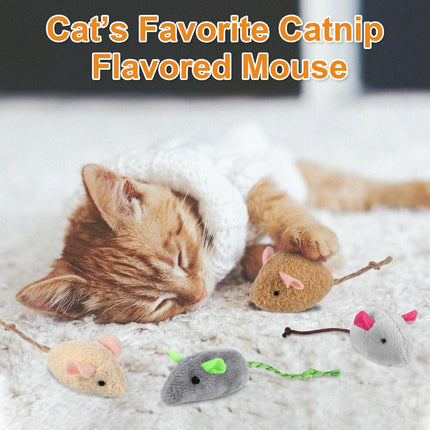 9 Pcs Cat Mouse Toys, Catnip Cat Toys, Chew Toys for Cat, Soft Plush Catnip Cat Toys, Mice Toys with String Tails Interactive Play for Cat, Puppy, Kitty Kitten