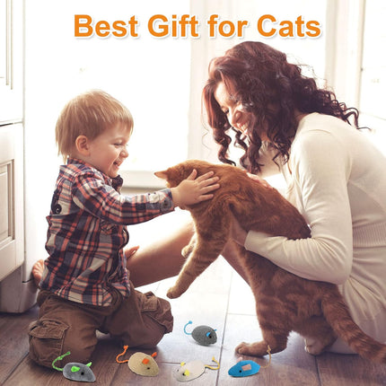 9 Pcs Cat Mouse Toys, Catnip Cat Toys, Chew Toys for Cat, Soft Plush Catnip Cat Toys, Mice Toys with String Tails Interactive Play for Cat, Puppy, Kitty Kitten