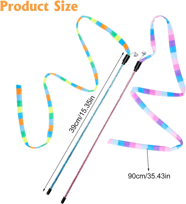 3 Pack Cat Wand Toy Interactive Cat Rainbow Wand Toys Interactive Cat Teaser Wand String – product detail