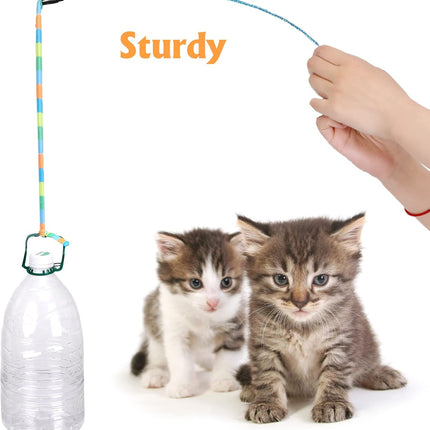 3 Pack Cat Wand Toy, Interactive Cat Rainbow Wand Toys, Interactive Cat Teaser Wand String, Rainbow Cat Teaser Wand String Plush Toy with Bell for Kitten Cat Exerciser Playing