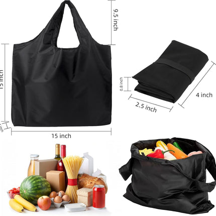 Store Grocery Bags 2 Pack Large Foldable Shopping Bag Folding into Attached Elastic Bands 44x40cm Reusable Washable