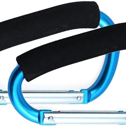 Stroller Hooks by Baby,Large Stroller Hooks for Mommy, 2 pcs Carabiner Stroller Hook Organizer for Hanging Purses, Diaper Bag, Shopping Bags (Sky Blue)