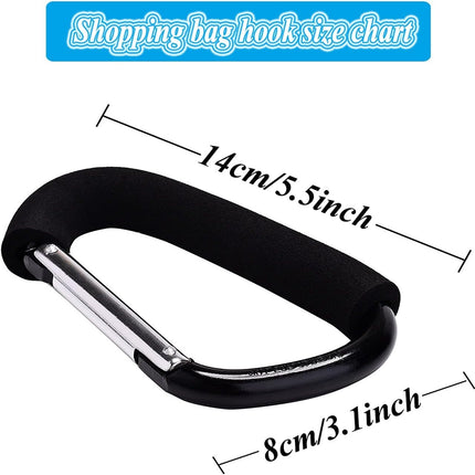 Stroller Hooks by Baby,Large Stroller Hooks for Mommy, 2 pcs Carabiner Stroller Hook Organizer for Hanging Purses, Diaper Bag, Shopping Bags (Sky Blue)