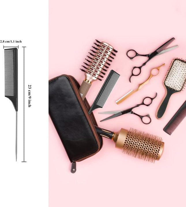 2 Pack Tail Comb Carbon Fiber Stainless Steel Pintail and Heat Resistant Rat Teasing Comb for Daughter – product detail