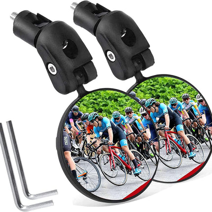 Bike Mirror, Bicycle Riding Rearview Mirror, HD Safety Rear View Mirrors, Convex Mirror with 360 Degrees Rotational Adjustable Handlebar for Mountain Road Bikes