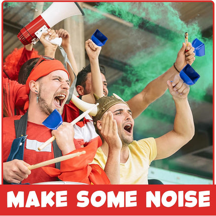Metal Cowbells - Blue 3 Inch Cow Bells Noise Makers, Loud Call Bell with Handles for Sporting Events, Cheering, Team Spirit, Noisemakers, Weddings, (Pack of 12)