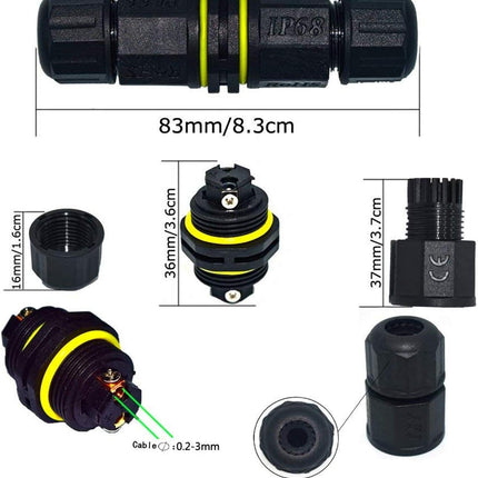 FX Junction Box Outdoor Waterproof IP68 Electrical Cable Connector 2 Way M20 Plug Wire Range 5 to 12mm External Cord Boxes 2 pcs
