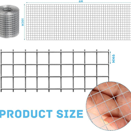 Hardware Cloth Galvanized Wire Mesh 4in X 20ft Garden Fence Chicken Wire Coop Metal Welded Wire Mesh Roll for Poultry Netting Cage DIY Projects Garden Protection