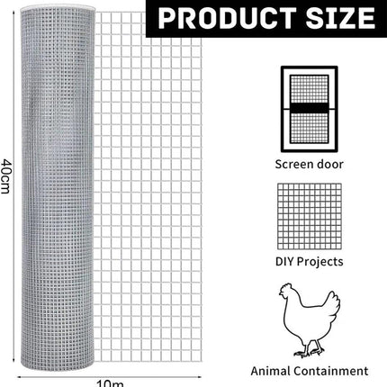 Hardware Cloth, Metal Wire Mesh Roll Galvanized Wire Chicken Coop Welded Wire Mesh Fence for Poultry Netting Garden Protection,15.7in x 32.8ft