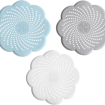 3 Pcs Shower Drain Covers Hair Catcher, 5.7 Inch Silicone Kitchen Sink Strainer Bathroom Shower Sink Stopper - Drain Cover Hair Trap, Filter for Kitchen Bathroom Tub