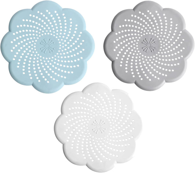 3 Pcs Shower Drain Covers Hair Catcher 5.7 Inch Silicone Kitchen Sink Strainer Bathroom Shower Sink
