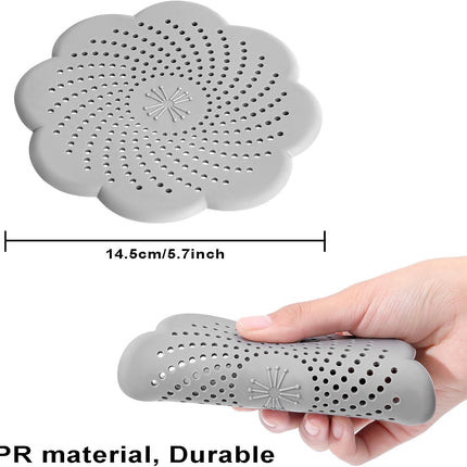 3 Pcs Shower Drain Covers Hair Catcher, 5.7 Inch Silicone Kitchen Sink Strainer Bathroom Shower Sink Stopper - Drain Cover Hair Trap, Filter for Kitchen Bathroom Tub