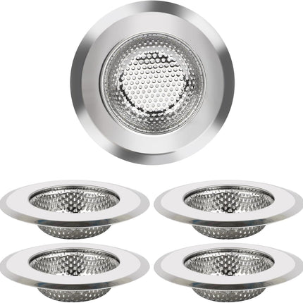 Kitchen Sink Strainer 5 Pcs, 4.5 Inch/11.5cm Stainless Steel Sink Drain Strainer Kit Food Catcher for Kitchen Sink