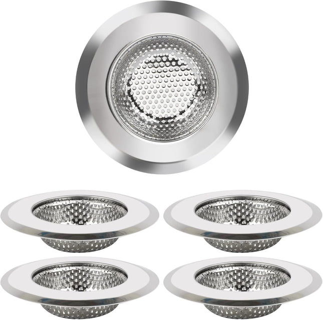 Kitchen Sink Strainer 5 Pcs 4.5 Inch/11.5cm Stainless Steel Sink Drain Strainer Kit Food Catcher for