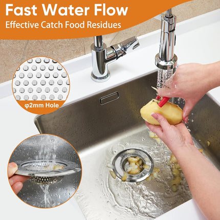 Kitchen Sink Strainer 5 Pcs, 4.5 Inch/11.5cm Stainless Steel Sink Drain Strainer Kit Food Catcher for Kitchen Sink