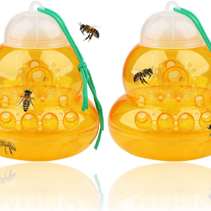 2 Pack Wasp Trap Hornets, Yellow Jackets Wasp Repellent, Hornet Trap, Bee Traps Wasps, Wasp Traps for Outdoors, Effective and Reusable, Safe and Natural, No Bottom Seam