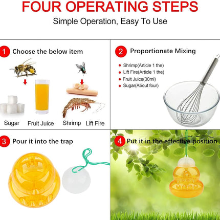 2 Pack Wasp Trap Hornets, Yellow Jackets Wasp Repellent, Hornet Trap, Bee Traps Wasps, Wasp Traps for Outdoors, Effective and Reusable, Safe and Natural, No Bottom Seam