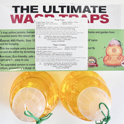 2 Pack Wasp Trap Hornets, Yellow Jackets Wasp Repellent, Hornet Trap, Bee Traps Wasps, Wasp Traps for Outdoors, Effective and Reusable, Safe and Natural, No Bottom Seam