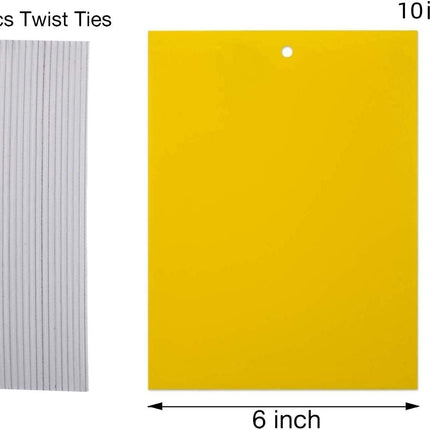 Dual-Sided Yellow Sticky Traps for Capturing Flying Plant Insects Like Fungus Gnats, Flying Aphid, Whiteflies, Leaf Miners, Other Flying Plant Insects (6x10 Inches, Twist Ties Included) (60-Pack)
