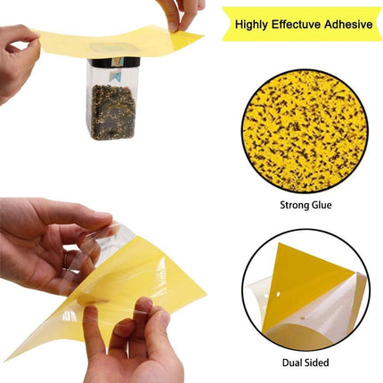 Dual-Sided Yellow Sticky Traps for Capturing Flying Plant Insects Like Fungus Gnats, Flying Aphid, Whiteflies, Leaf Miners, Other Flying Plant Insects (6x10 Inches, Twist Ties Included) (60-Pack)