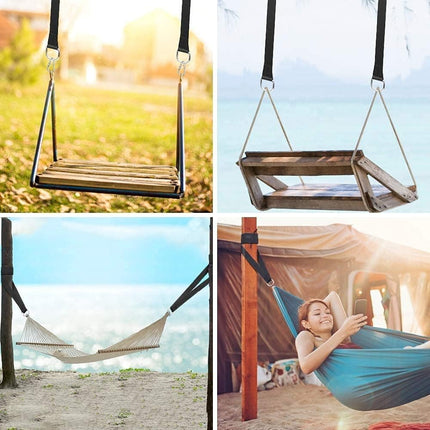 Tree Swing Straps Hanging Kit Holds 2200 lbs, 5FT Swing Straps 2 Pack Tree Protector Mats with 2 Safety Heavy Duty Carabiner & 1 Stainless Steel Swivel, Carry Bag Included, Perfect for Hammocks & Most Swing Seats