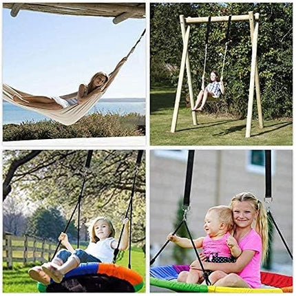 Tree Swing Straps Hanging Kit Holds 2200 lbs, 5FT Swing Straps 2 Pack Tree Protector Mats with 2 Safety Heavy Duty Carabiner & 1 Stainless Steel Swivel, Carry Bag Included, Perfect for Hammocks & Most Swing Seats