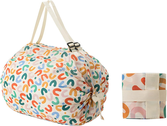 Reusable Shopping Bag Portable Foldable Nylon Grocery Bag with Zipper Large Capacity Luggage Bags for